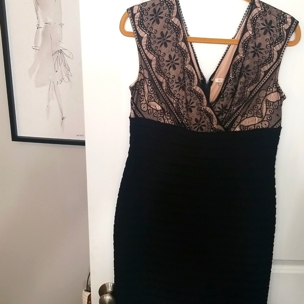 Black and tan V neck  size 12 dress.
